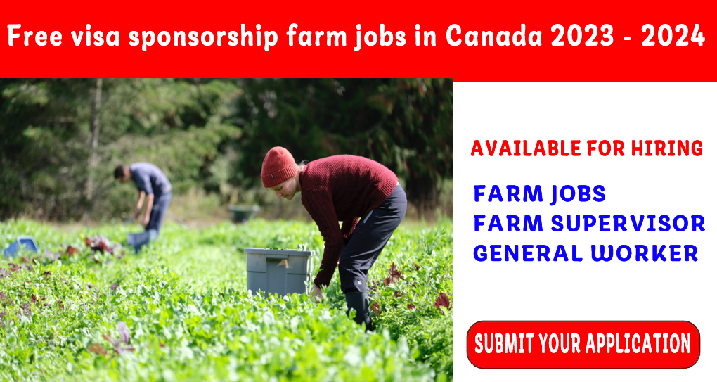 Free visa sponsorship farm jobs in Canada 2023 - 2024