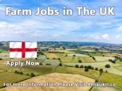 Panoramic view of the UK countryside with farmers at work, representing Farm Jobs in the UK.