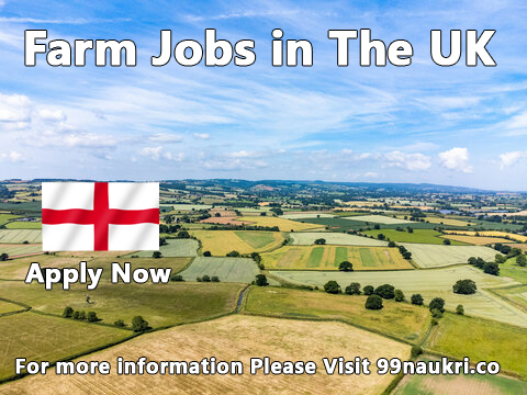 Panoramic view of the UK countryside with farmers at work, representing Farm Jobs in the UK.